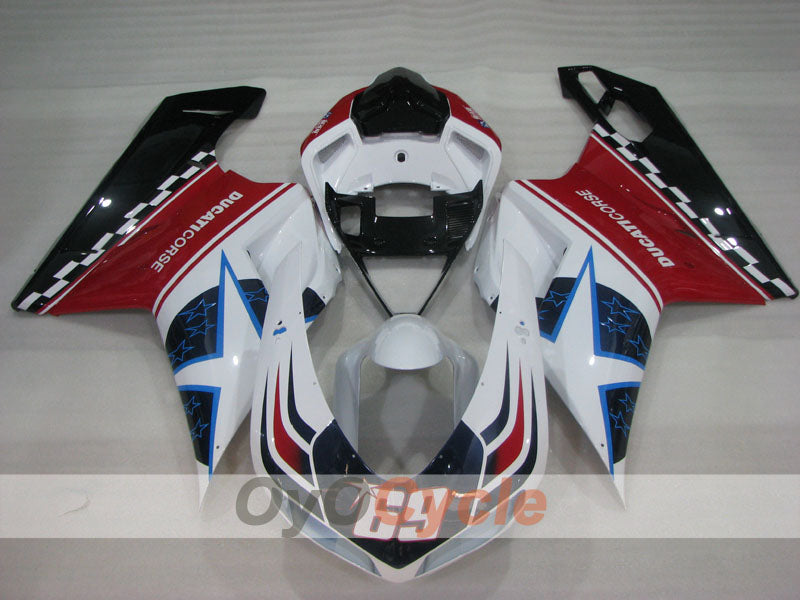 Kit de carenado por inyección para Ducati 848 08-13 - Rojo, Blanco - Xerox #OYO87906218