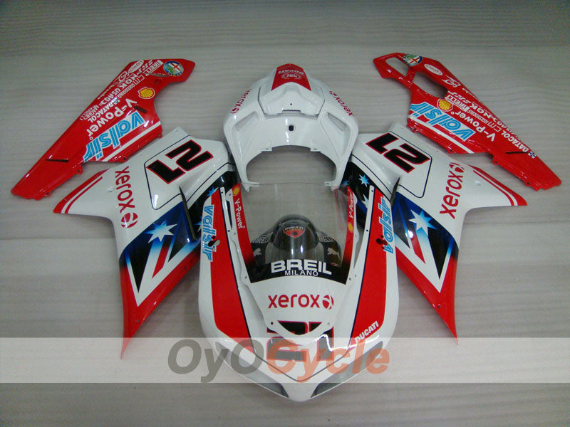 Kit de carenado por inyección para Ducati 1098 07-09 - Rojo, Blanco - Xerox #OYO87906222