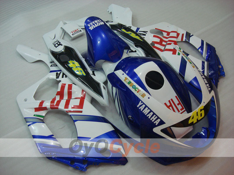 Kit de carenado por inyección para 97-07 YZF600R - Azul, Blanco - FIAT #OYO87906424