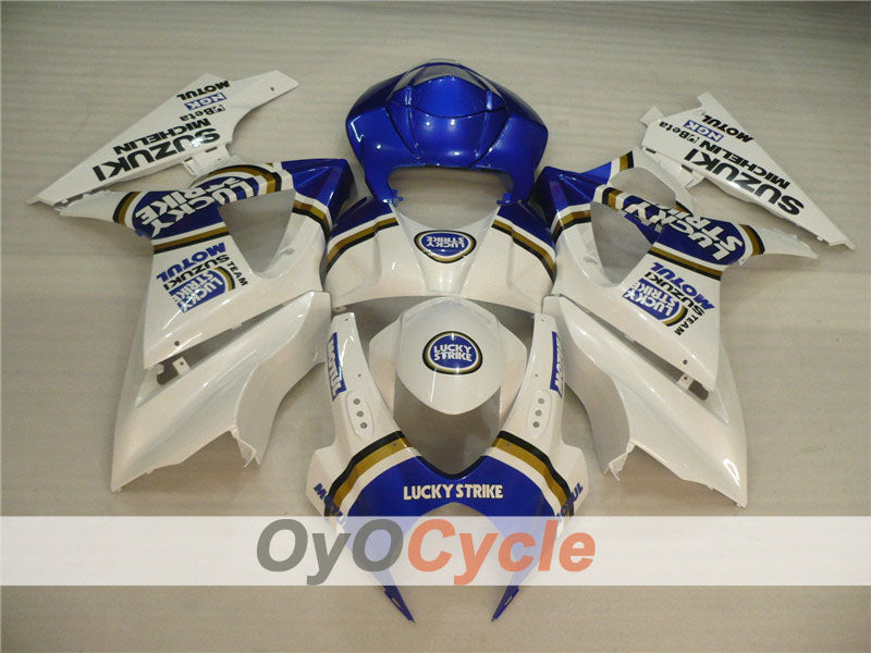 Kit de carenado de inyección para GSX R1000 07-08 - Azul, Blanco - Lucky Strike, MOTUL #OYO87902104