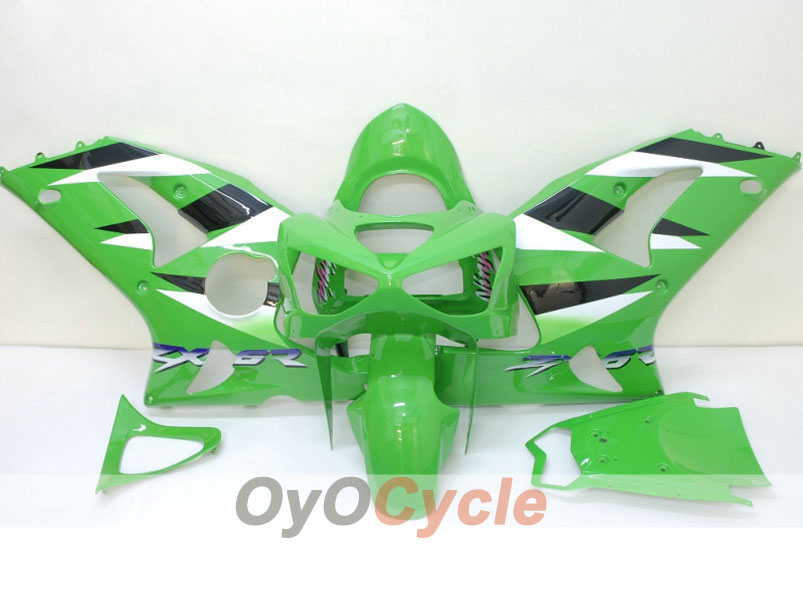 Kit de carenado de inyección para NINJA ZX-6R 03-04 - Verde, blanco - Estilo de fábrica #OYO87901761