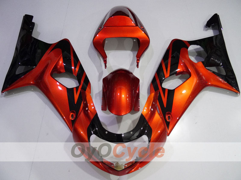 Kit de carenado por inyección para 01-03 GSX R600 - Naranja, Negro - Estilo de fábrica #OYO87901101
