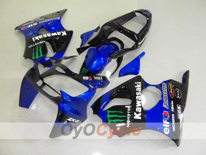 Kit de carenado de inyección para NINJA ZX-6R 00-02 - Azul, Negro - Monster #OYO87901722
