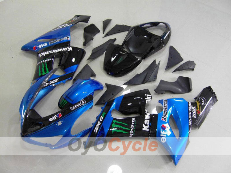 Kit de carenado de inyección para NINJA ZX-6R 05-06 - Azul, Negro - Monster #OYO87901883