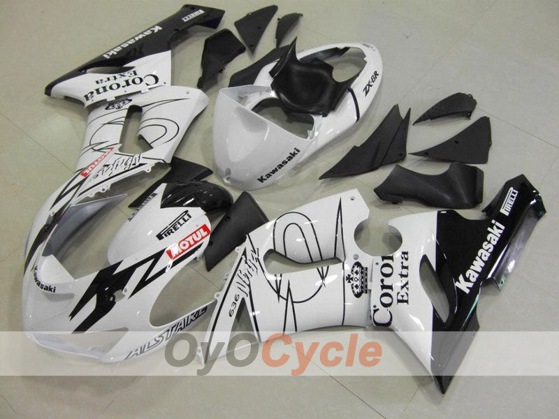 Kit de carenado por inyección para NINJA ZX-6R 05-06 - Blanco, Negro - Corona #OYO87901822 Imagen principal del producto