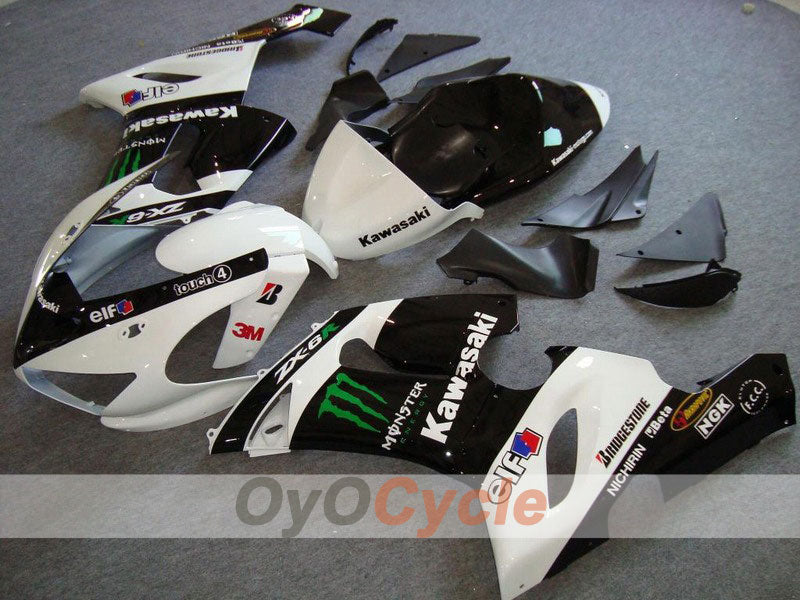 Kit de carenado por inyección para NINJA ZX-6R 05-06 - Blanco, Negro - Monster #OYO87901884 Imagen principal del producto